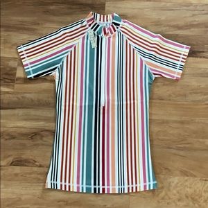 Madewell Short-Sleeve Rash Guard in Rainbow Stripe